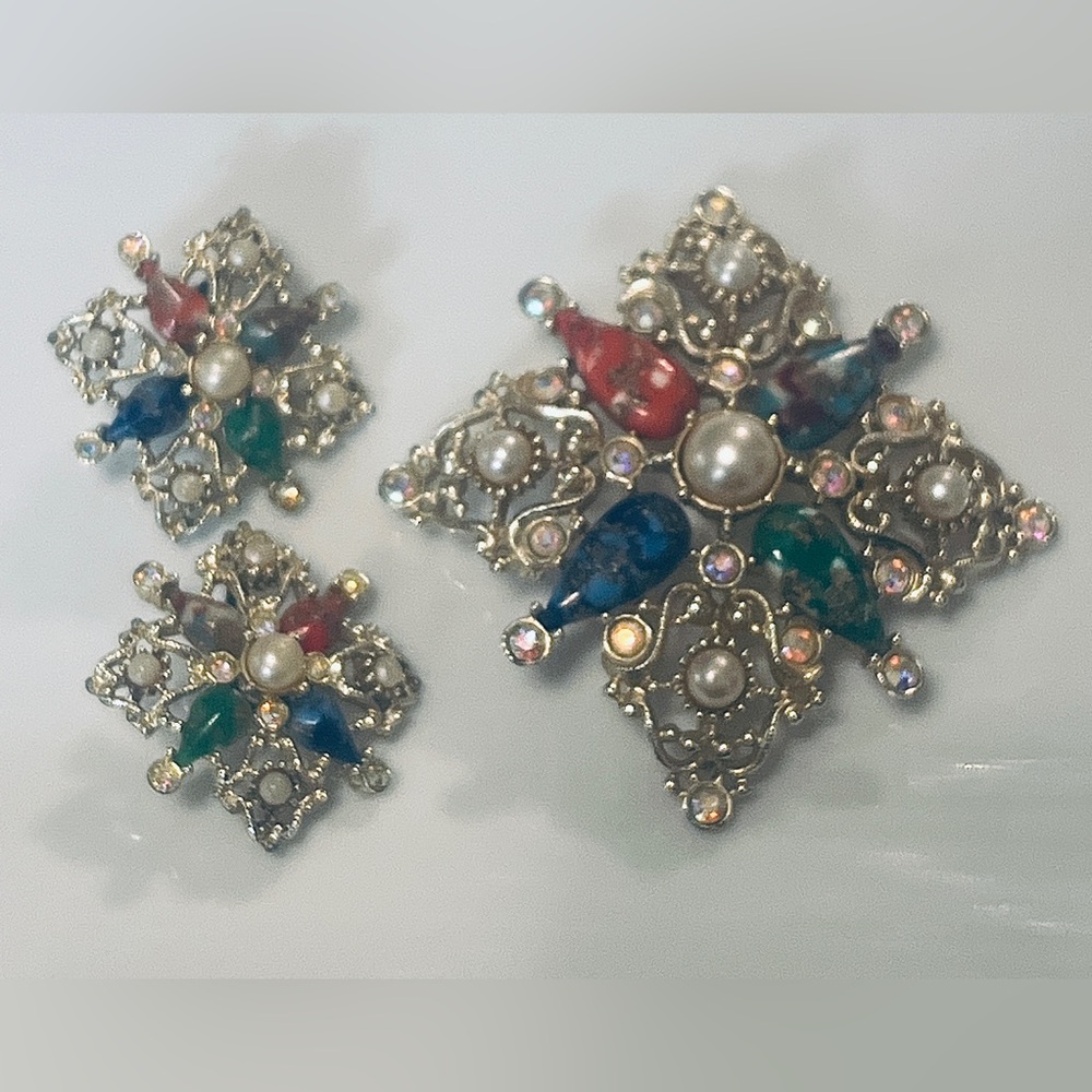 Vintage 60s Sarah Coventry Signed Galaxy Brooch and Earring set - Picture 1 of 8